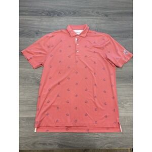 Johnnie-O Barnsley Preformance Octopus Print Men's Large L Pink Polo Golf